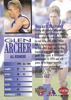 1996 Select AFL #67 Glenn Archer Back